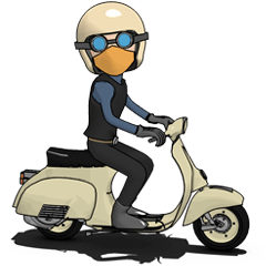 Rider ride a scooter