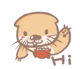 otter and young crab sticker #8417220