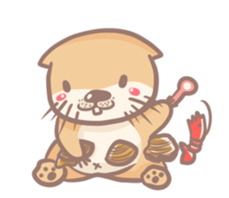 otter and young crab sticker #8417221
