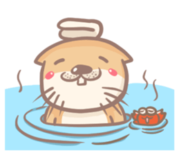 otter and young crab sticker #8417222