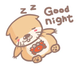 otter and young crab sticker #8417223