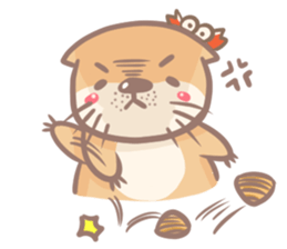 otter and young crab sticker #8417229