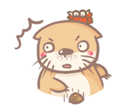 otter and young crab sticker #8417230