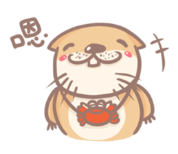 otter and young crab sticker #8417232