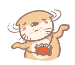 otter and young crab sticker #8417233