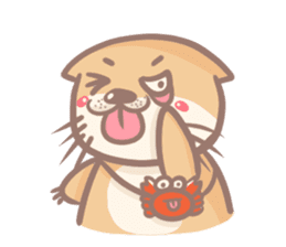 otter and young crab sticker #8417235