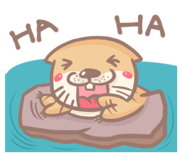 otter and young crab sticker #8417236