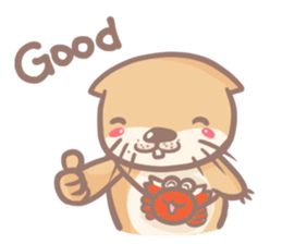 otter and young crab sticker #8417237