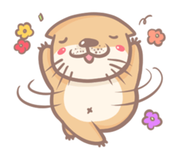 otter and young crab sticker #8417238