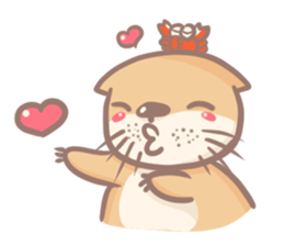 otter and young crab sticker #8417240