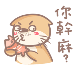 otter and young crab sticker #8417245