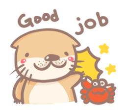 otter and young crab sticker #8417248