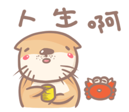 otter and young crab sticker #8417252