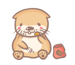 otter and young crab sticker #8417253