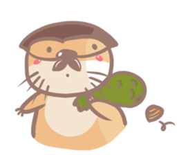 otter and young crab sticker #8417255