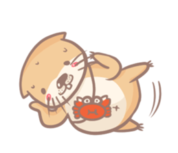 otter and young crab sticker #8417256