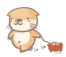 otter and young crab sticker #8417258