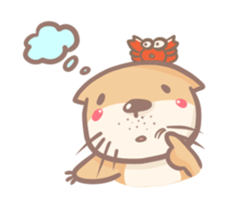 otter and young crab sticker #8417259