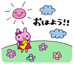 Stamp of a French horn and rabbit. sticker #8418180