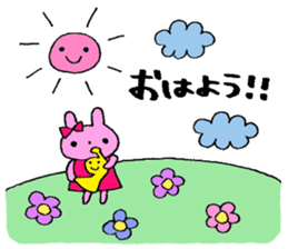 Stamp of a French horn and rabbit. sticker #8418180