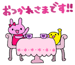 Stamp of a French horn and rabbit. sticker #8418185