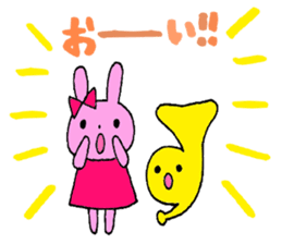 Stamp of a French horn and rabbit. sticker #8418188