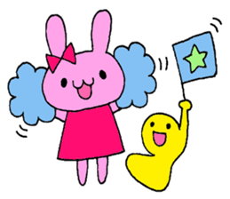 Stamp of a French horn and rabbit. sticker #8418190