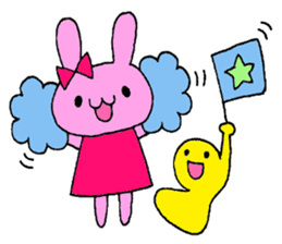 Stamp of a French horn and rabbit. sticker #8418190