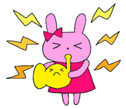 Stamp of a French horn and rabbit. sticker #8418192