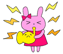 Stamp of a French horn and rabbit. sticker #8418192