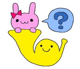 Stamp of a French horn and rabbit. sticker #8418195