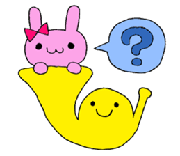 Stamp of a French horn and rabbit. sticker #8418195