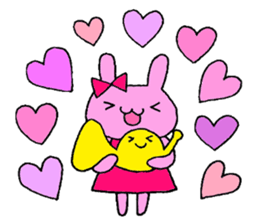 Stamp of a French horn and rabbit. sticker #8418196