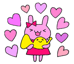 Stamp of a French horn and rabbit. sticker #8418196