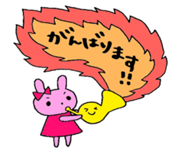 Stamp of a French horn and rabbit. sticker #8418197