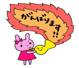 Stamp of a French horn and rabbit. sticker #8418197