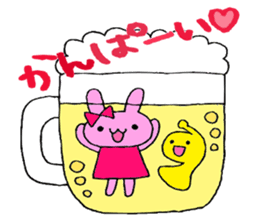 Stamp of a French horn and rabbit. sticker #8418198