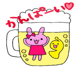 Stamp of a French horn and rabbit. sticker #8418198