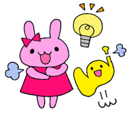 Stamp of a French horn and rabbit. sticker #8418201