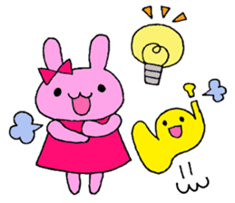 Stamp of a French horn and rabbit. sticker #8418201