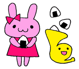 Stamp of a French horn and rabbit. sticker #8418202