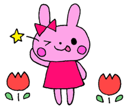 Stamp of a French horn and rabbit. sticker #8418204