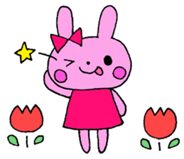 Stamp of a French horn and rabbit. sticker #8418204