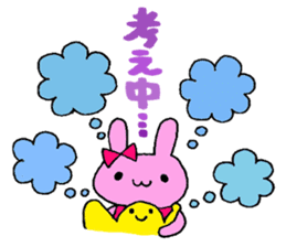 Stamp of a French horn and rabbit. sticker #8418206