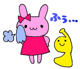 Stamp of a French horn and rabbit. sticker #8418210