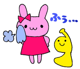 Stamp of a French horn and rabbit. sticker #8418210