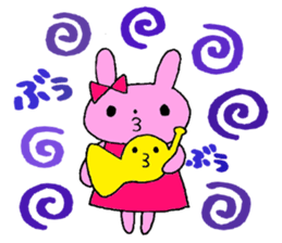 Stamp of a French horn and rabbit. sticker #8418211