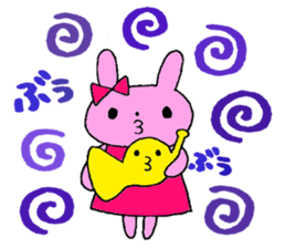 Stamp of a French horn and rabbit. sticker #8418211