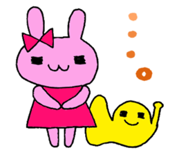 Stamp of a French horn and rabbit. sticker #8418212