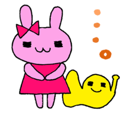 Stamp of a French horn and rabbit. sticker #8418212